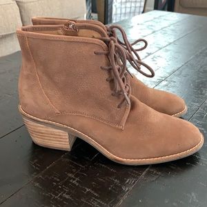 Lucky Brand Brown suede soft leather boots with heel. Like new